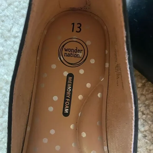 Wonder Nation Little and Big Girl Ballet Flats with Ankle Strap Size 13 - Picture 2 of 6